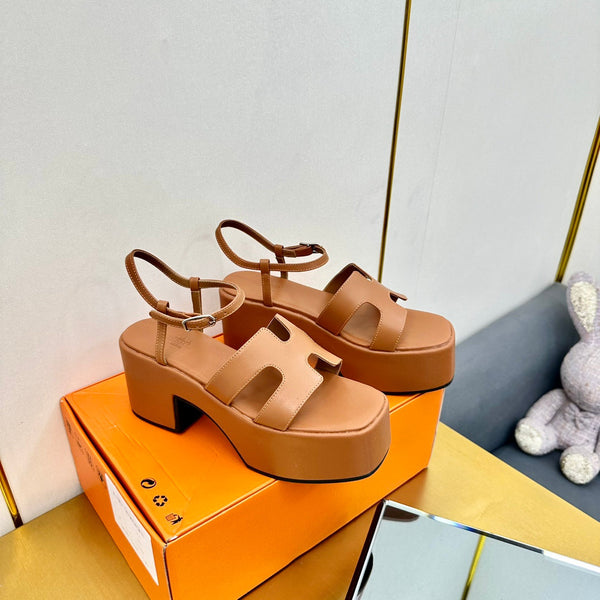 HM Platform Slingback Brown Calfskin 370755