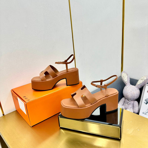 HM Platform Slingback Brown Calfskin 370755