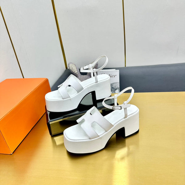 HM Platform Slingback White Calfskin 370756