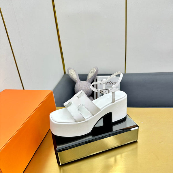 HM Platform Slingback White Calfskin 370756