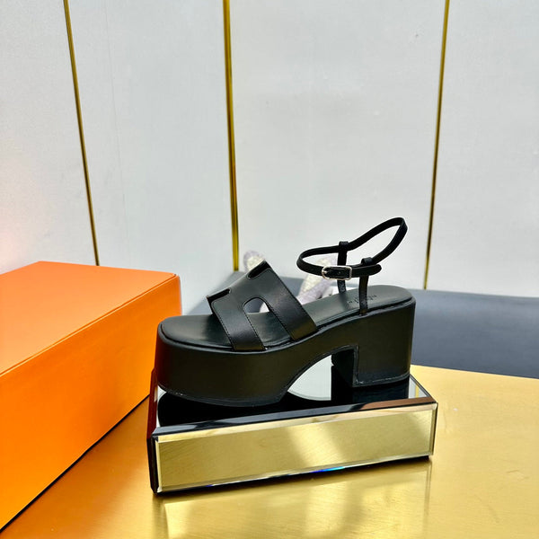 HM Platform Slingback Black Calfskin 370757