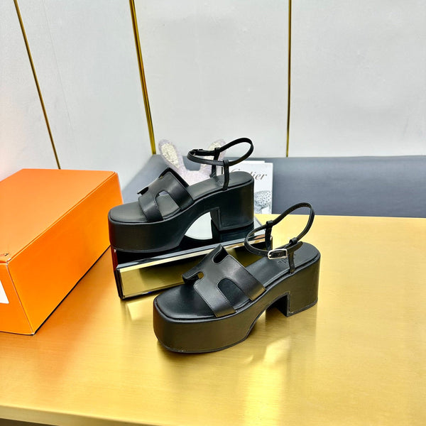 HM Platform Slingback Black Calfskin 370757