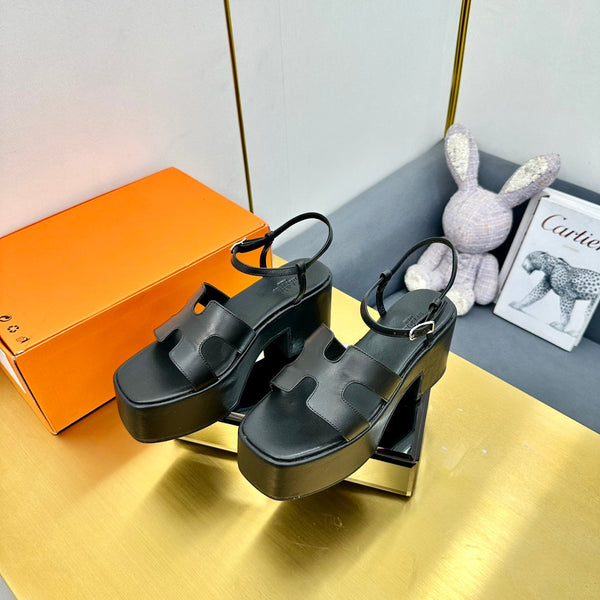 HM Platform Slingback Black Calfskin 370757