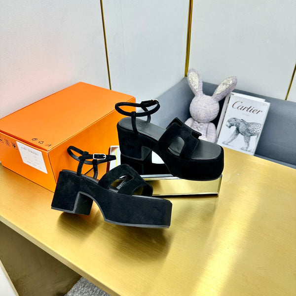 HM Platform Slingback Black Suede 370758