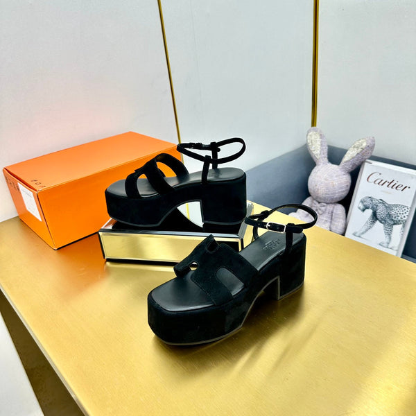 HM Platform Slingback Black Suede 370758