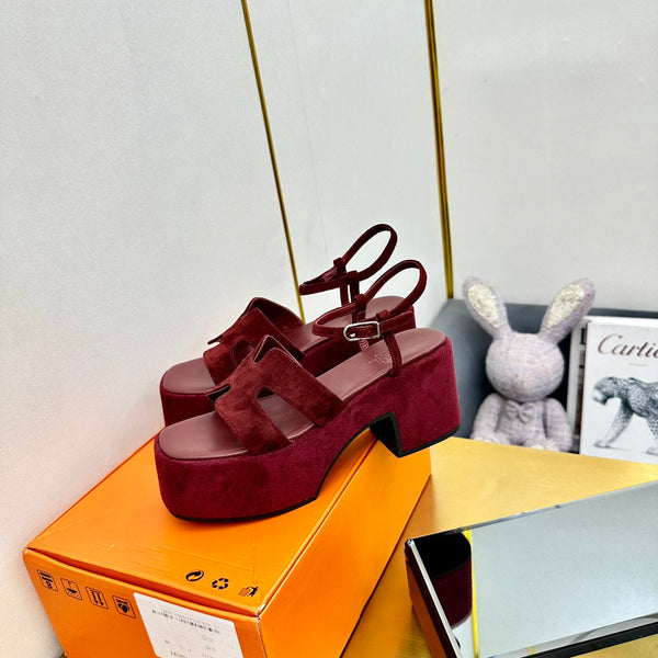 HM Platform Slingback Red Suede 370759