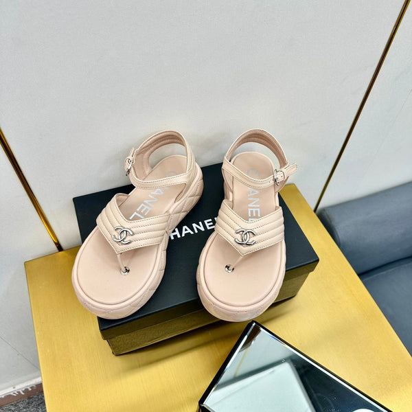 GROSGRAIN SANDAL IN NUDE BEIGE LAMBSKIN