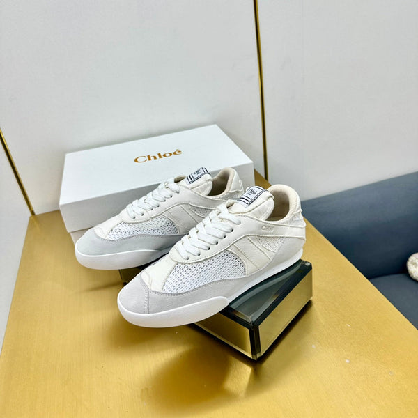 Choloe Kick Sneaker White Mesh Grey Suede