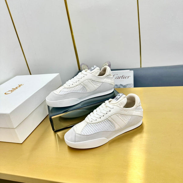 Choloe Kick Sneaker White Mesh Grey Suede