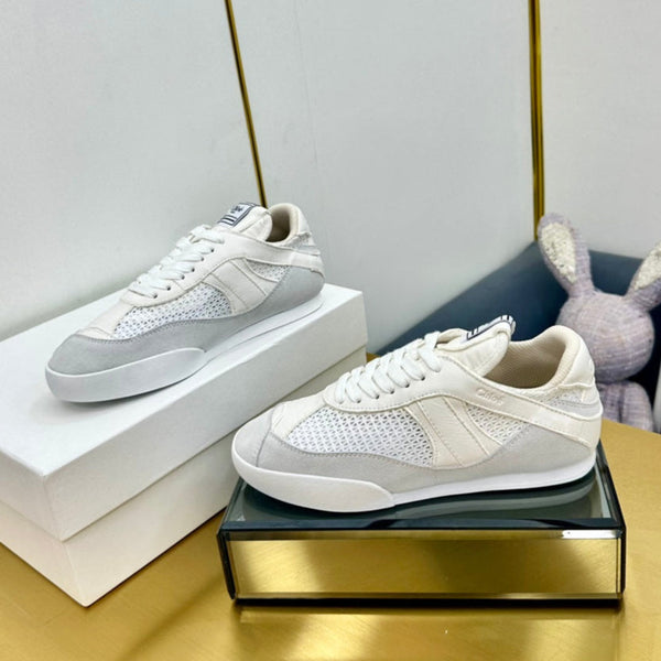Choloe Kick Sneaker White Mesh Grey Suede