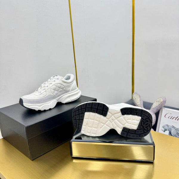 DAD SNEAKER IN PELLE DI AGNELLO BIANCA E CAMOSCIO