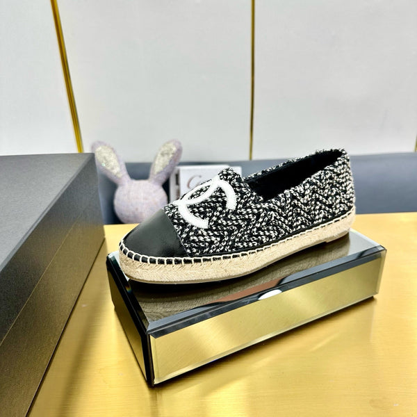 CC 25s Slip–on Espadrilles Black/White Wool 297818