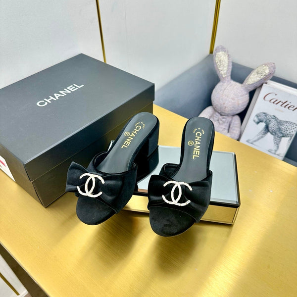 cc 25 bow mule sandal 50mm black velvet 238476