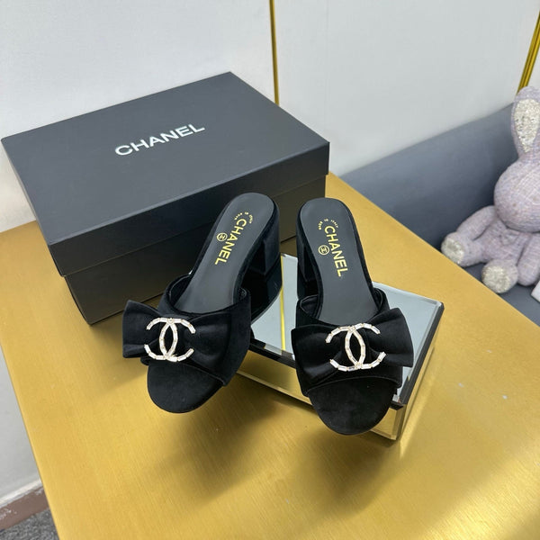 cc 25 bow mule sandal 50mm black velvet 238476