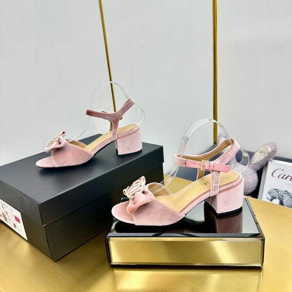 cc 25 bow sandal 50mm pink velvet 238483