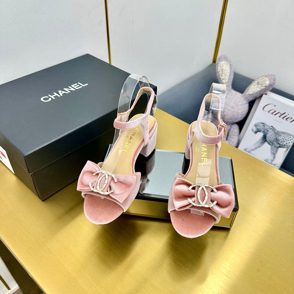 cc 25 bow sandal 50mm pink velvet 238483