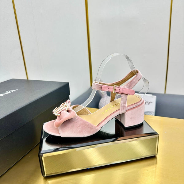 cc 25 bow sandal 50mm pink velvet 238483