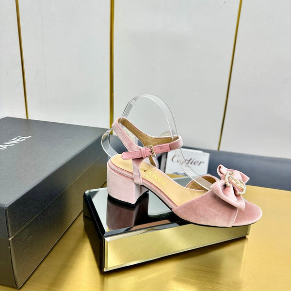 cc 25 bow sandal 50mm pink velvet 238483