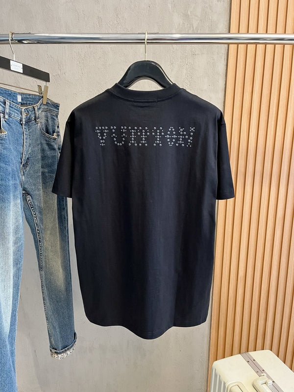 T-SHIRT LV IN PURO COTONE NERO CON LOGO RICAMATO 238772