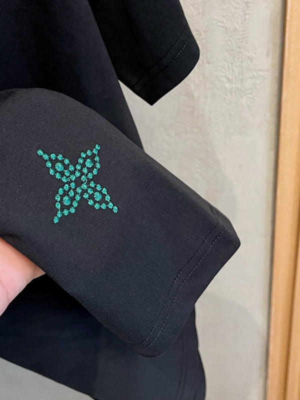 T-SHIRT LV IN PURO COTONE NERO CON LOGO RICAMATO 238776