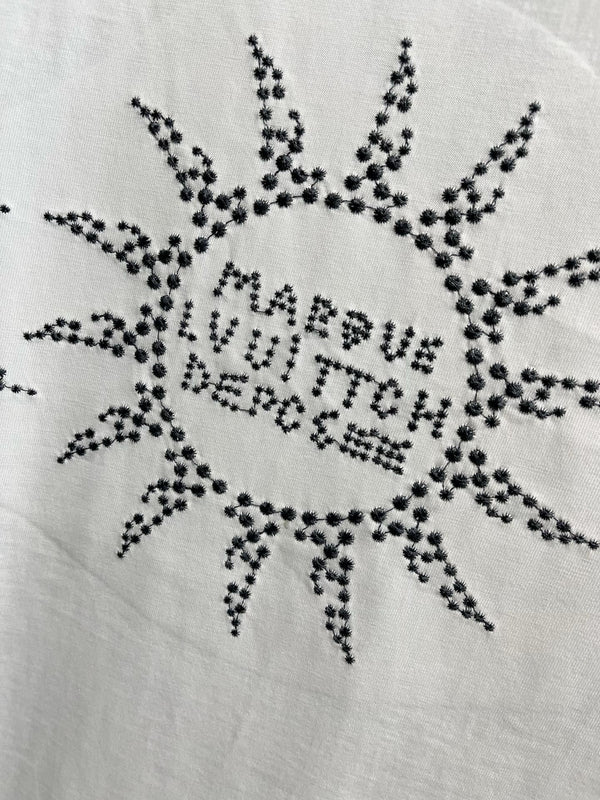 T-SHIRT LV IN PURO COTONE BIANCO CON LOGO RICAMATO 238773