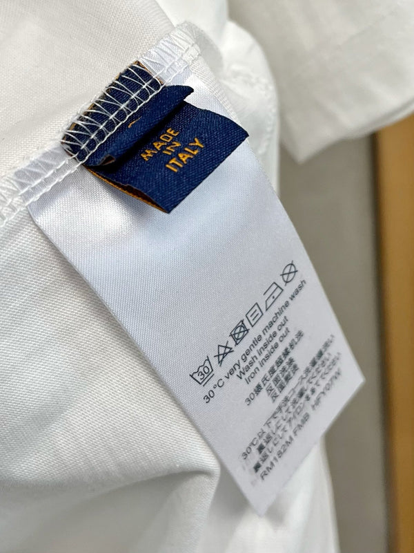 T-SHIRT LV IN PURO COTONE BIANCO CON STAMPA LOGO 238775