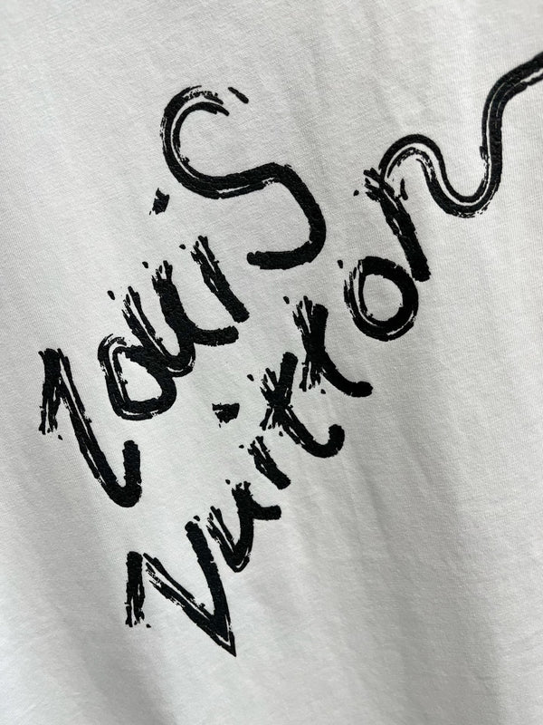 T-SHIRT LV IN PURO COTONE BIANCO CON STAMPA LOGO 238775