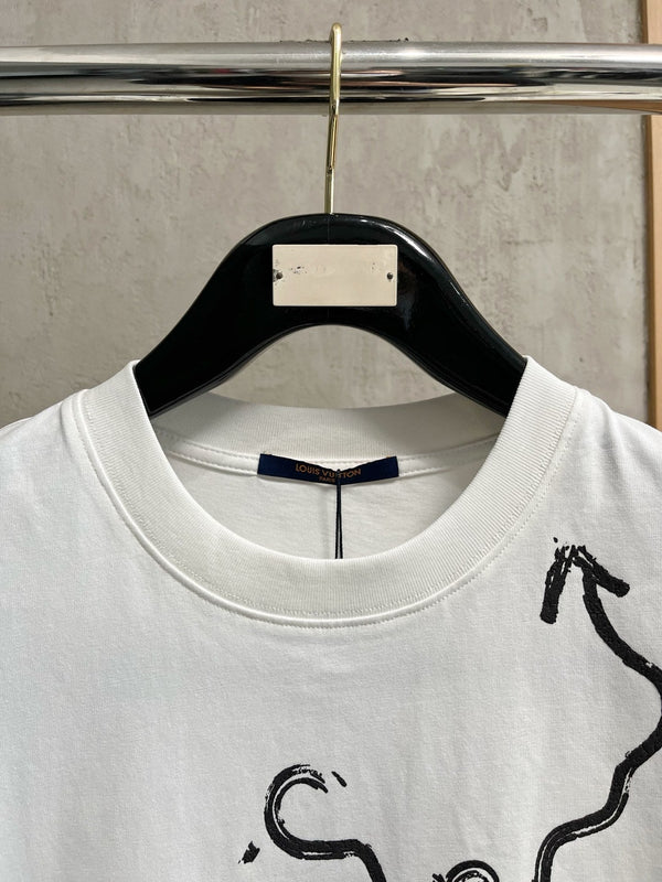 T-SHIRT LV IN PURO COTONE BIANCO CON STAMPA LOGO 238775
