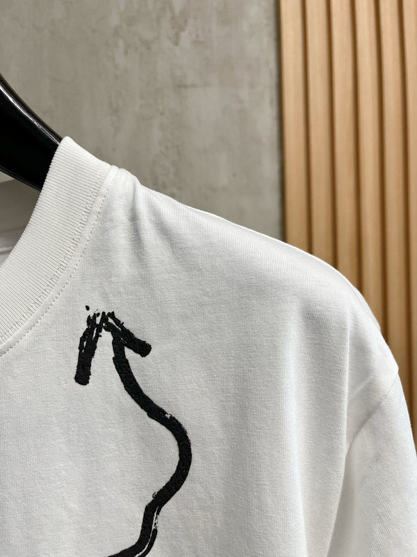 T-SHIRT LV IN PURO COTONE BIANCO CON STAMPA LOGO 238775