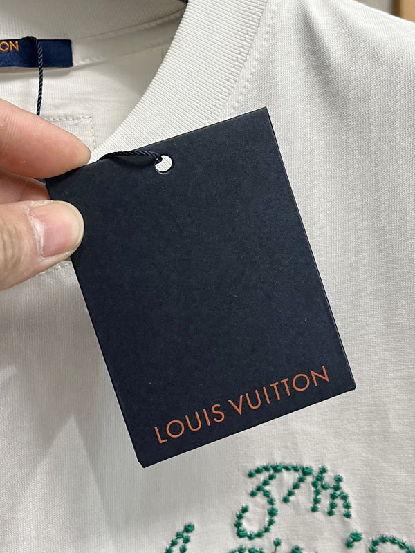 LV T-SHIRT IN WHITE EMBROIDERED LOGO PURE COTTON 238777