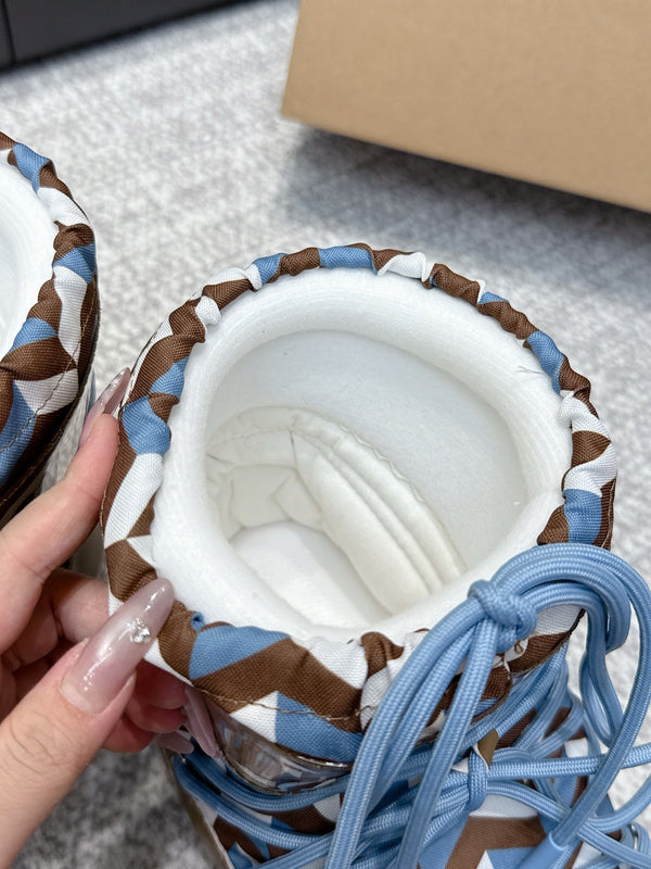 Moon Boot Icon Edition Caramel Brown Geometric Print Leather Cavas 515587