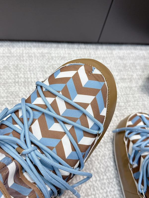 Moon Boot Icon Edition Caramel Brown Geometric Print Leather Cavas 515587