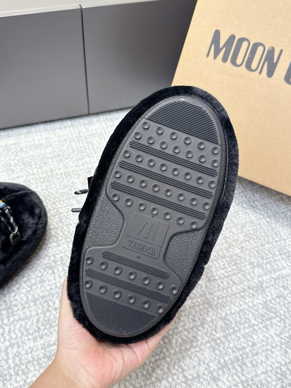 Moon Boot Icon Low Fur Black Leather Faux 515589