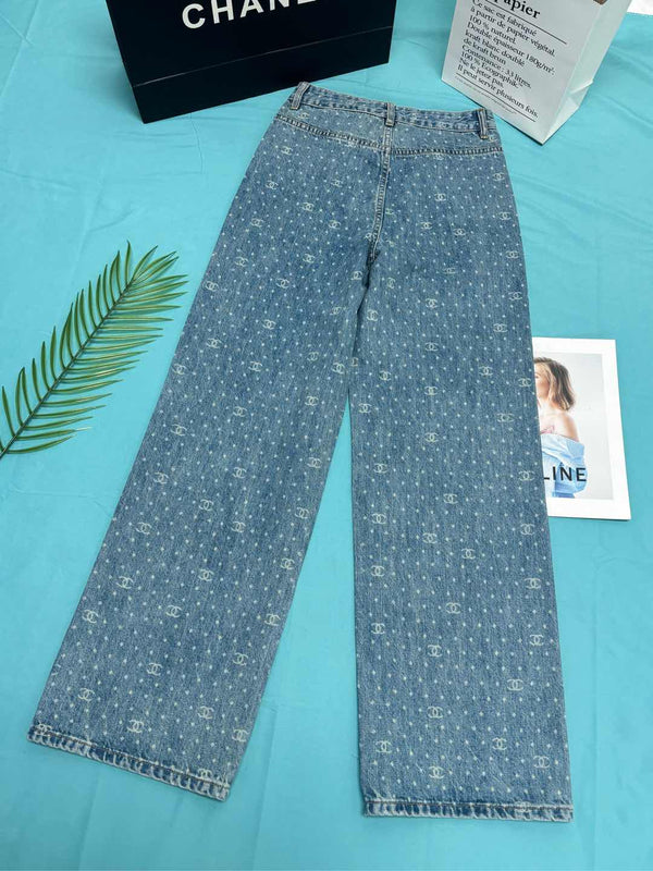 CC Monogram Polka Dot Blue White Jean