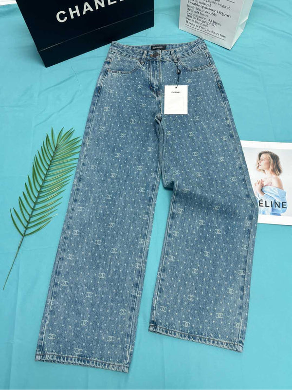 CC Monogram Polka Dot Blue White Jean