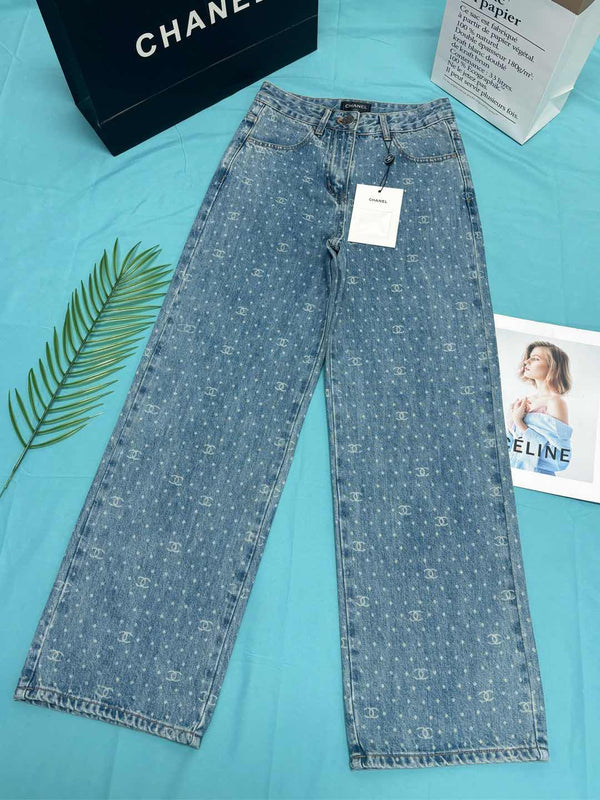 CC Monogram Polka Dot Blue White Jean