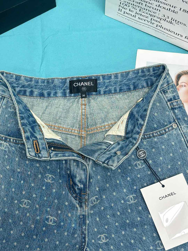 CC Monogram Polka Dot Blue White Jean