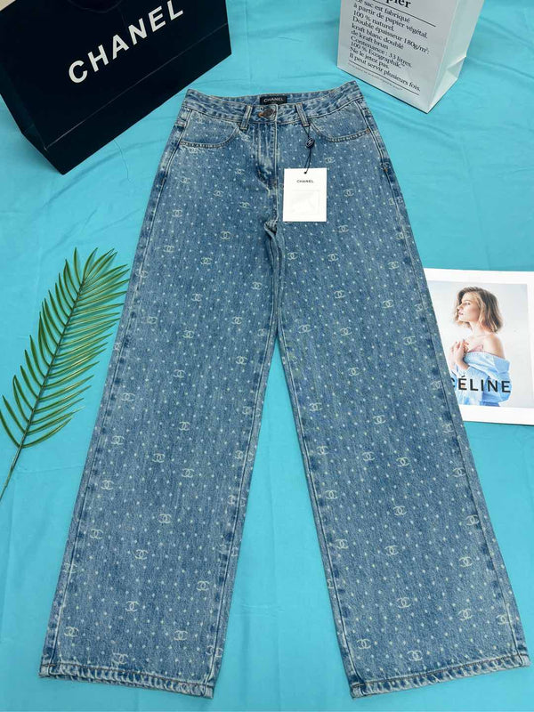 CC Monogram Polka Dot Blue White Jean