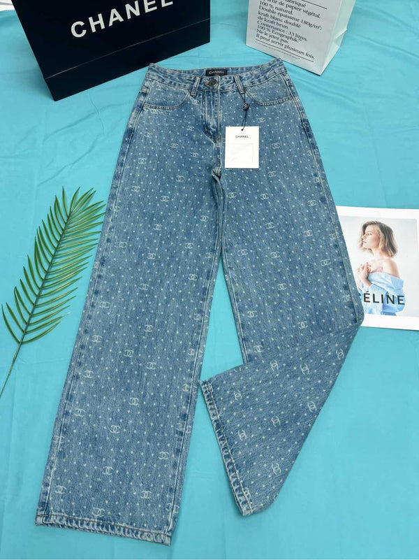 CC Monogram Polka Dot Blue White Jean