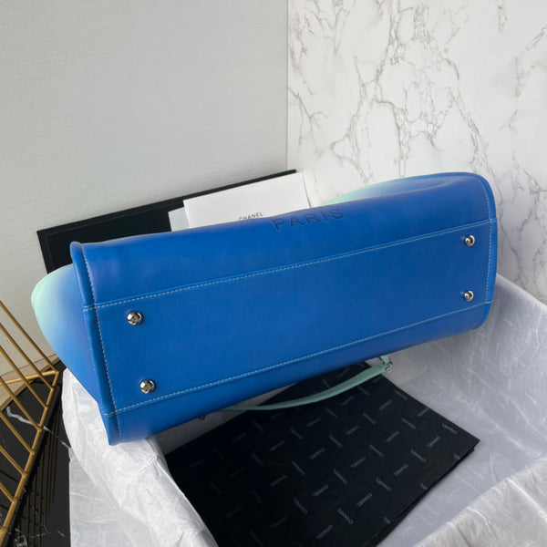 cc shopping bag 34cm blue tiffany blue calfskin silver hardware