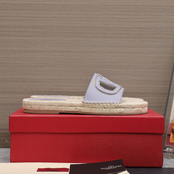 Vlogo Cut-Out Slide 20 Viola Vitello Beige Suola Rafia