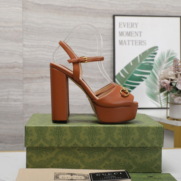 Sandali in pelle GG nero arancio zenzero