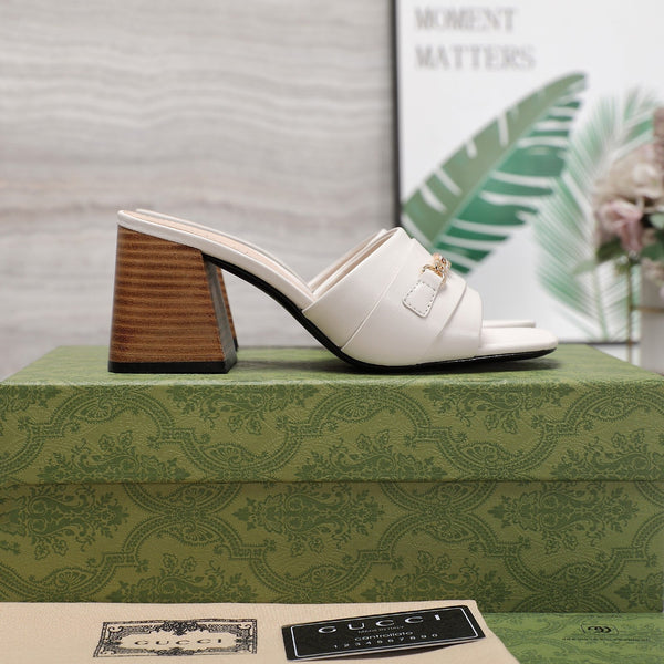 Ciabatte con tacco alto GG bianche