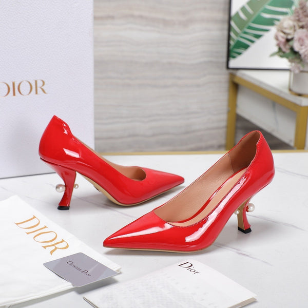 CD Tribales Pump 80mm Glossy Red Orange Cowhide