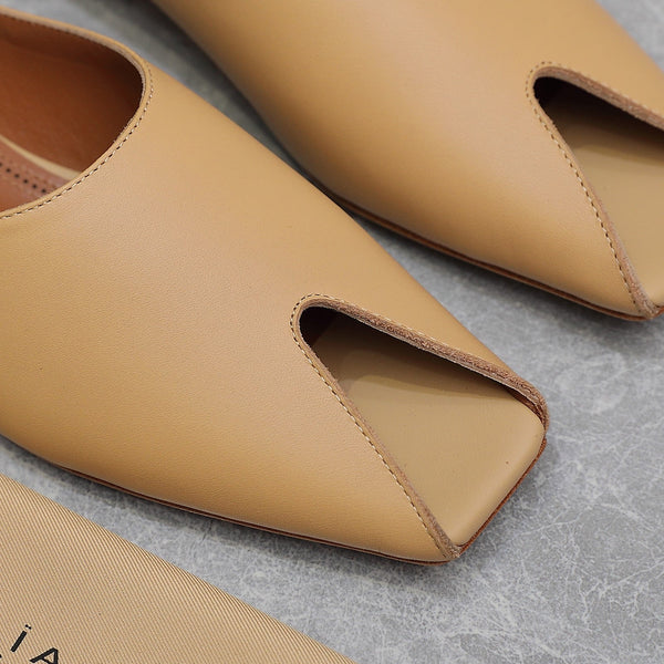ALAIA FLAT MULE IN SEPIA TAN LAMBSKIN