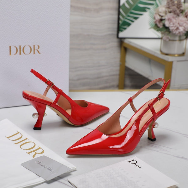 CD Tribales Slingback Pump Glossy Red Orange Cowhide