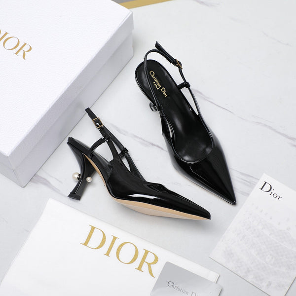 CD Tribales Slingback Pump Glossy Black Cowhide