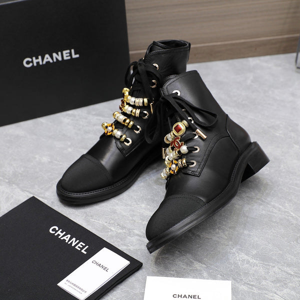 CC Ankle Boots 30mm Black Plain Cowhide