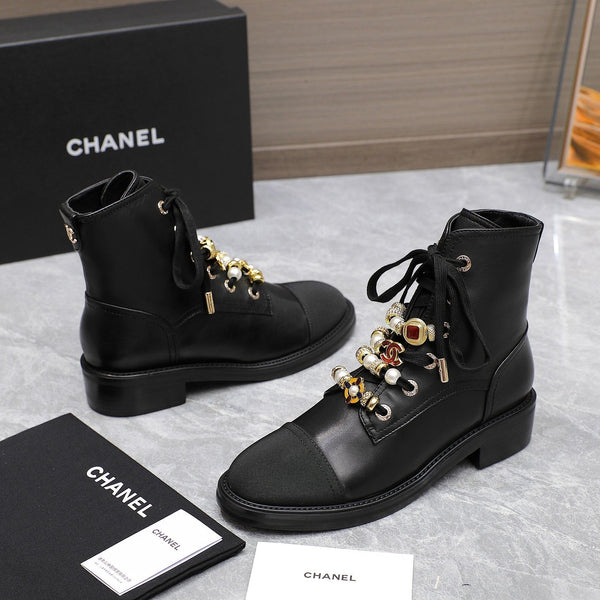 CC Ankle Boots 30mm Black Plain Cowhide