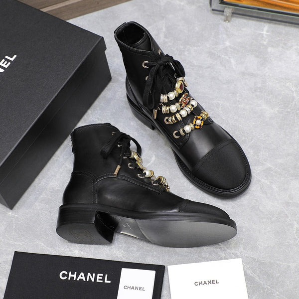 CC Ankle Boots 30mm Black Plain Cowhide